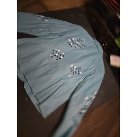 Vintage Terry Lewis Classic Luxuries Light Green Patterned Leather Blazer Jacket - Picture 5 of 6